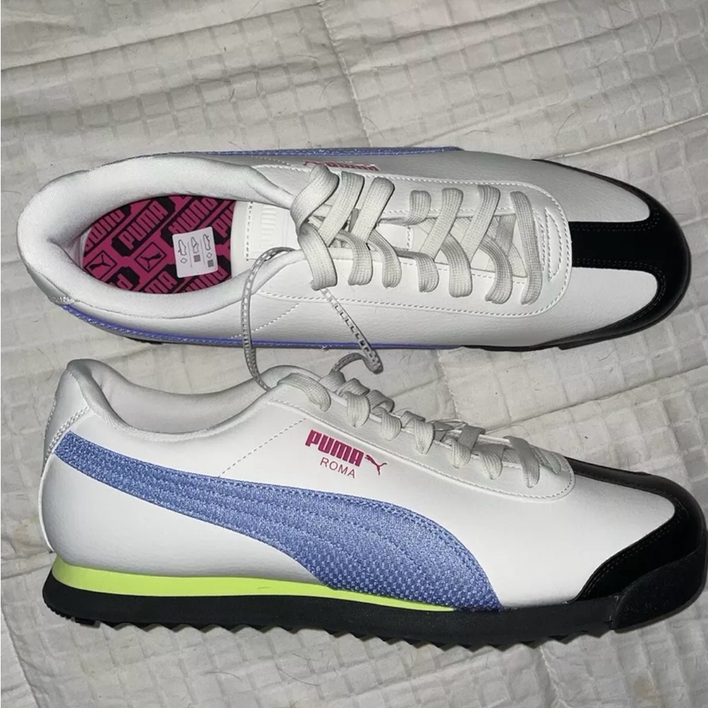 Puma Roma White and Blue Sneakers